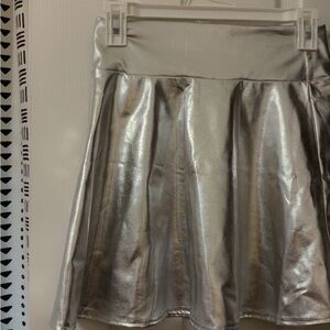 Metallic Silver Mini Skirt